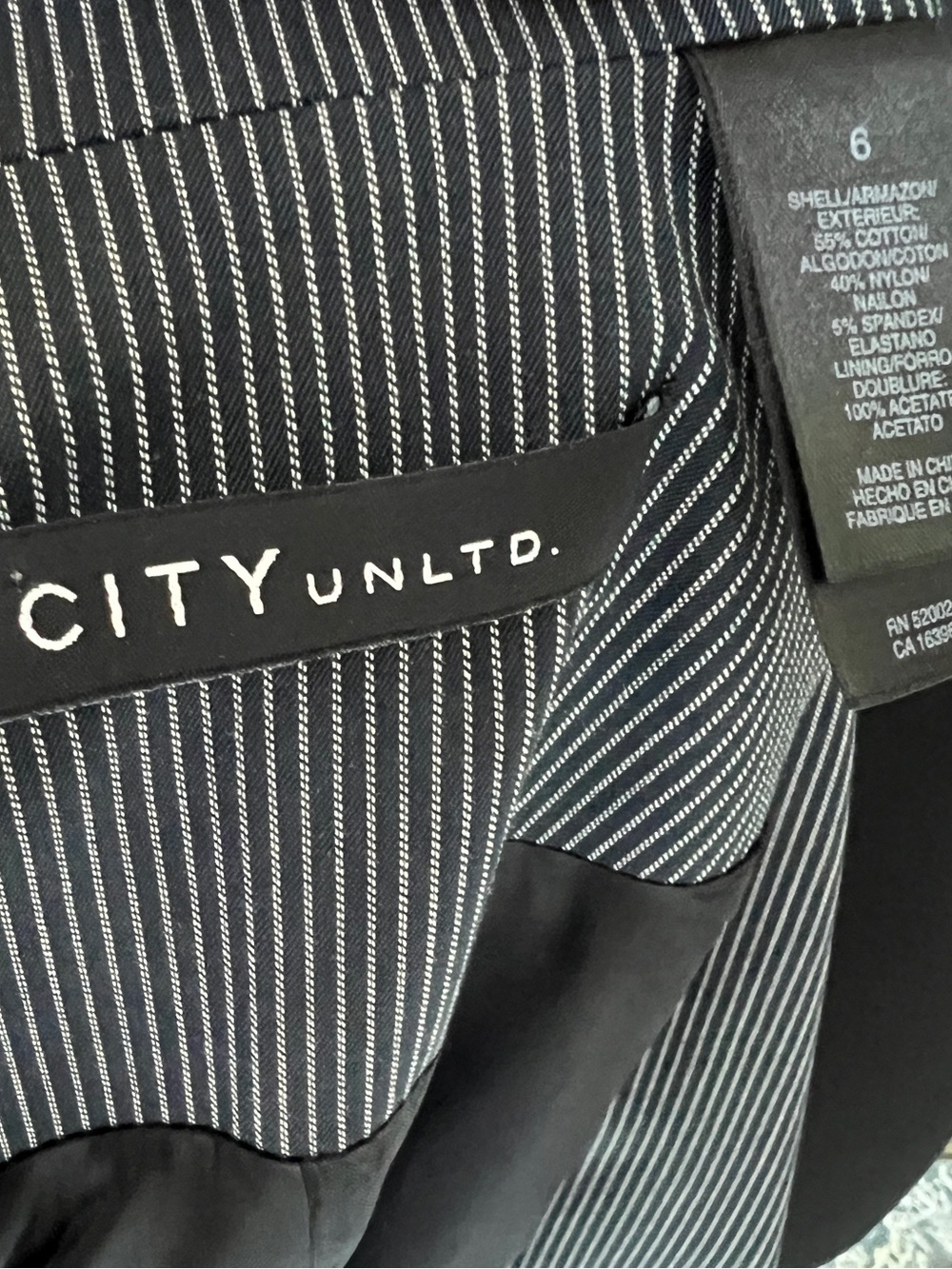 NWT CITY UNLTD. Women's Black Pinstripe Single-Button Blazer - Picture 15 of 15